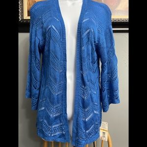Brand new Beach cardigan crochet in small size and in blue color by Joseph A